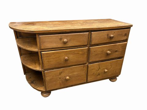 Irish Pine 6 Drawer Cabinet, 19th century, H. 36 in. x W. 56 in. x D. 19.5 in.