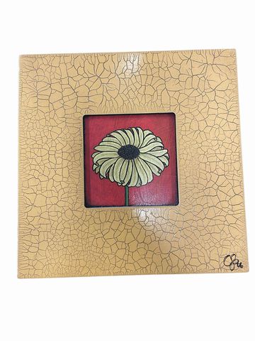 Framed Oil On Wood By Chip Dupont - Yellow Flower 12"x 12"