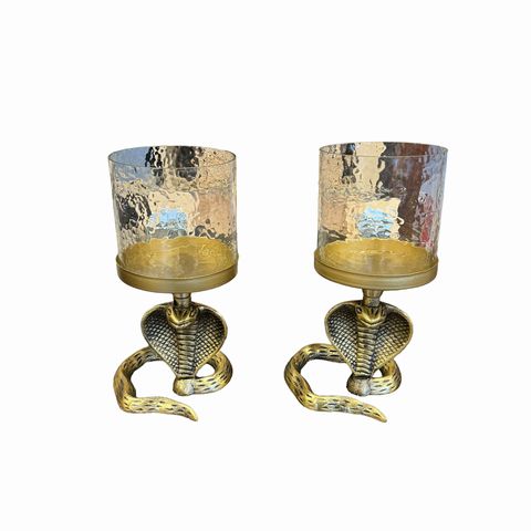 Brass Snake Candle Holders 9.5 H