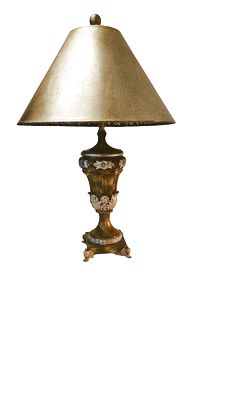 Table Lamp, Silver w Gold Shade 30"x20"