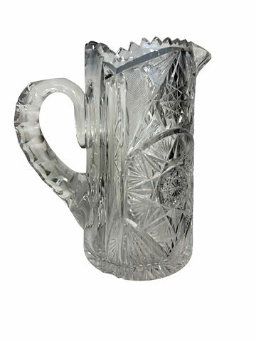 Cut crystal pitcher, 8.5" h