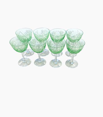 Set of 8 Uranium Green Glasses - 4"