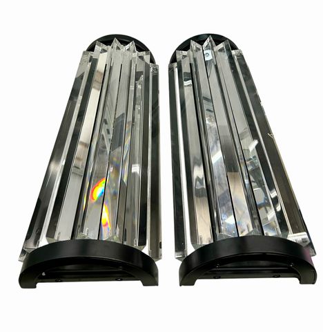 Pair Contemporary Glass & Bronze Finish Sconces, H. 20.5 in. x W. 7 in.