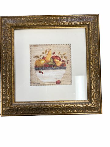 Framed offset of a fruit basket, 13x13"