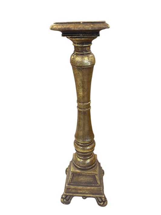 Goldtone tall candleholder, 17.25" h