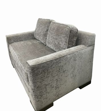 American Bungalow Vanguard Loveseat, grey crushed velvet, 37H. 56.5W. 38D