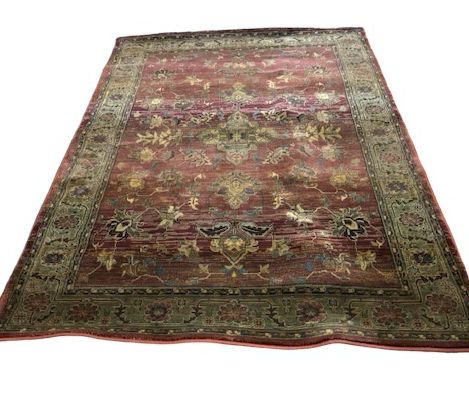 Maroon/olive Egyptian rug, 5'4" x 7'7"