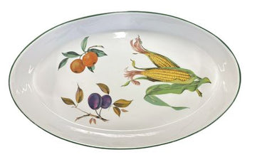 Royal Worcester "Evesham Gold" oval porcelain baker or serving dish, 2.25" h, 16