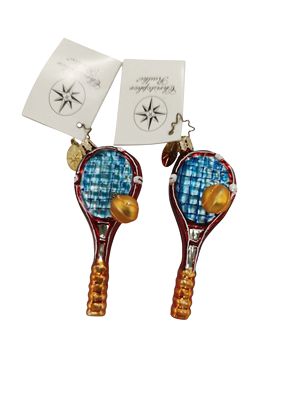 Pair of Christopher Radko Christmas Tennis Ornament