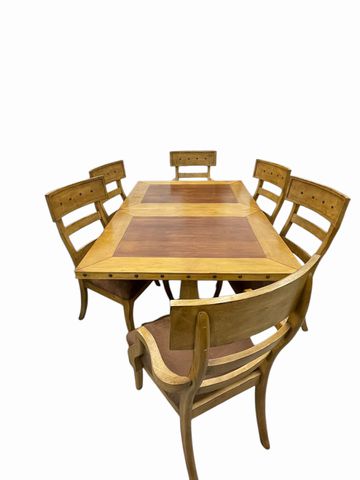 VTG Dick Idol by Klaussner Mission Valley dining table w/6 chairs , 74-96x46x30H