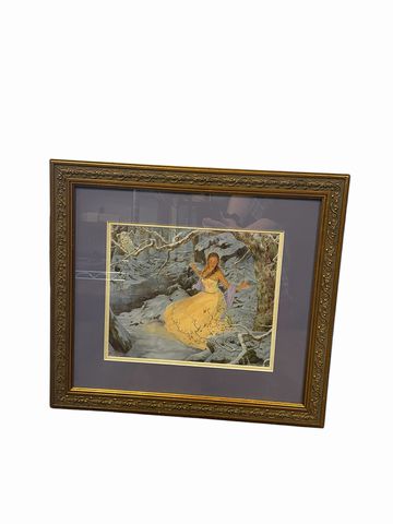 Framed print, Winter dancing girl, 16.5x18.5