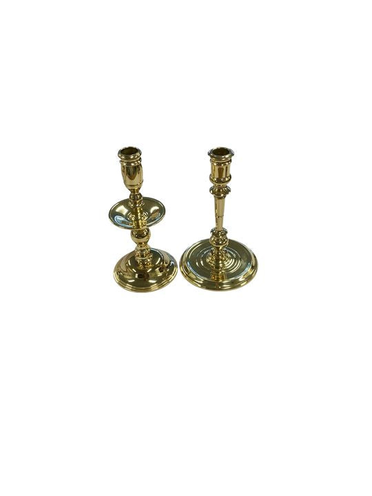 Odd Couple Heavy  Brass Candlesticks "8"H