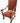 Louis XIII-style carved oak armchair w/ red/yellow velvet plaid upholstery & nai