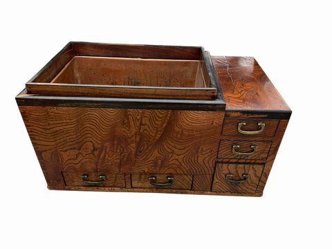 Japanese Burl Wood Hibachi L. 29 in. x D. 15.25 in. x H. 15 in.