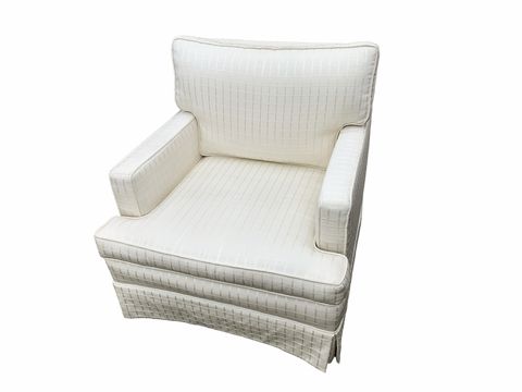 White tone-on-tone upholstered armchair, 30.5x21x34"