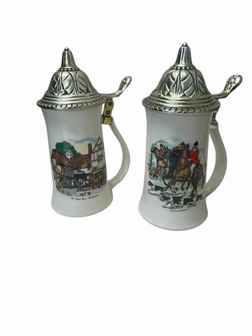 Pair of McCoy steins, 8.5"H