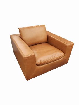 Dawson Leather Swivel Armchair, Cocoa