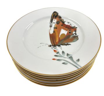 Set of 6 Fitz & Floyd "Cho-Cho" butterfly plates, 7.5" diam.