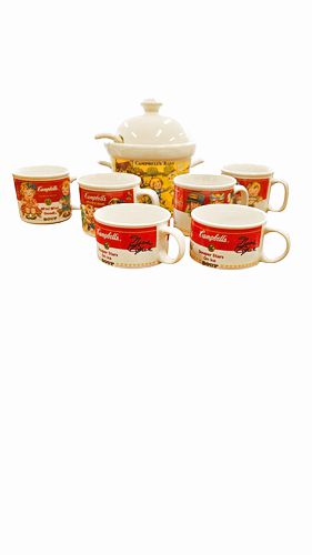 Champion Ice Skaters' Campbell Soup Set, Tureen 2 Mug, plus 4 4