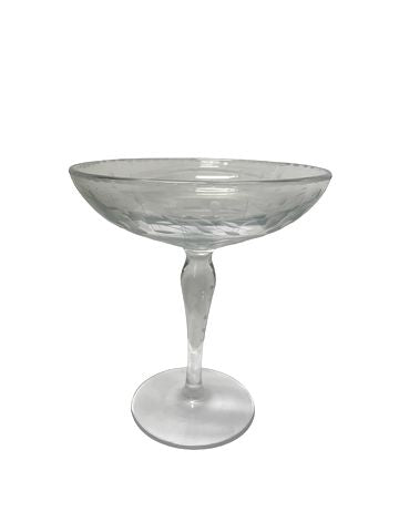 Cut glass compote w/floral motif, 7.5Dx8"H