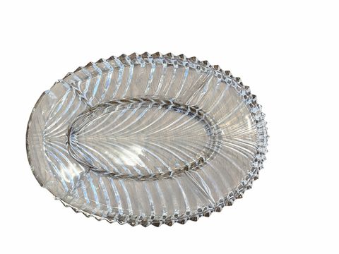 Oval divided lead crystal platter, 16x11x1"