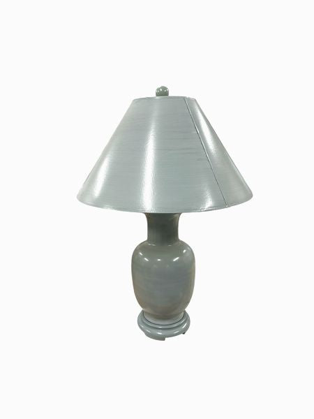 Vintage Ceramic Lamp, Blue Gray, 27.5" H