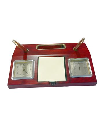 Desk Set w/Bulova Clock & Thermometer 9.5"x6"