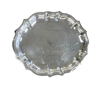 Chippendale silverplate tray, 9x11"