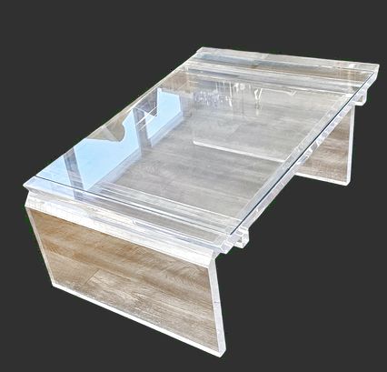 Chunky Acrylic Coffee Table w Slide Off Top 17"Hx36"W