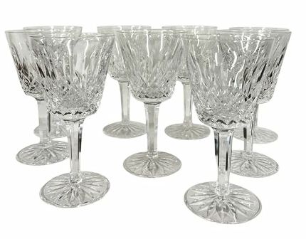 Set Of 8 Waterford Lismore Crystal Glassware 6" x 3"