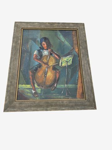 Framed Oil-Girl Playing Violin19"x23"