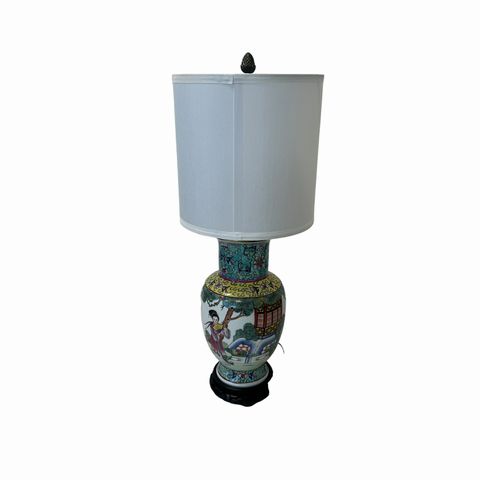 Famille Rose Porcelain Lamp 24.5x9.5