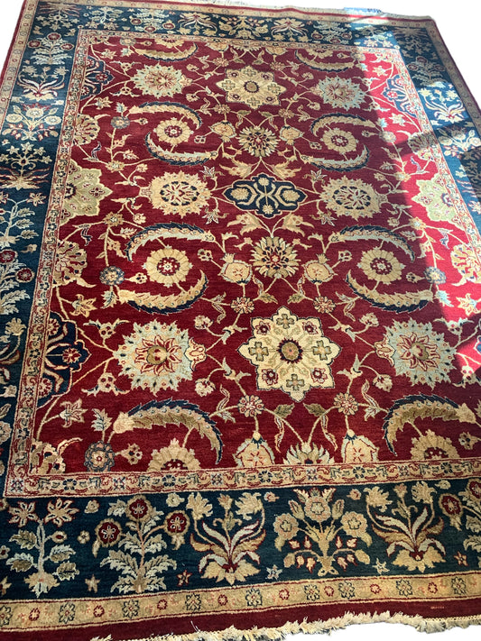 Red/navy 8' x 10' wool Oriental carpet