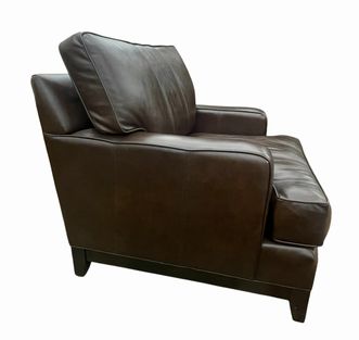 Ethan Allen brown leather club chair, 36" h, 38" w, 40" d