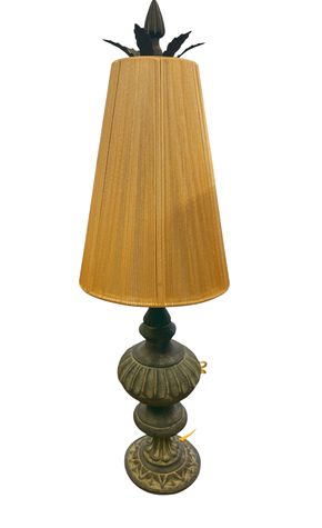 Cast iron lamp w/ string shade, 23" h