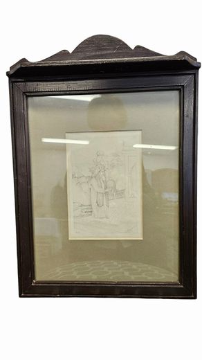 Framed Indian Print marked Tazeen Qayyum 20"H x 14"W