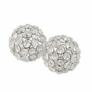 3" Silver Iron & Crystal Spheres (Set of 2)