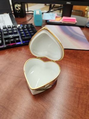 Vintage Limoges Heart Shaped, Hinged Trinket Box, 4"w x 4"D x 2"H