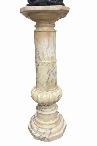 19th-century Italian carved white marble pedestal, 35.75" h x 11" w x 11" d