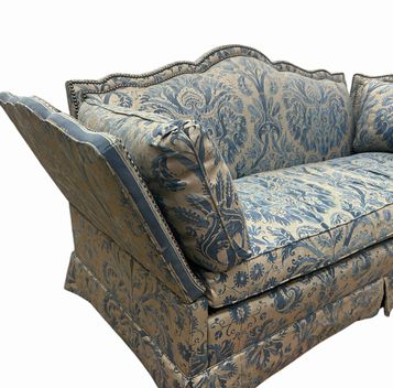 Fortuny Upholstered Knole Settee, H. 35 in. x L. 64.5 in. closed, 94.5 in. open