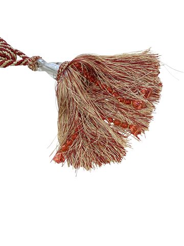 Set Of Four Burgundy & Gold Tassel Curtain Tiebacks 26x6"