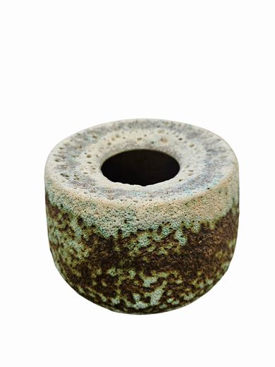 Brian O'Neil Ceramic Flanged Crater Lidded Bowl 5"h x 5"Dia