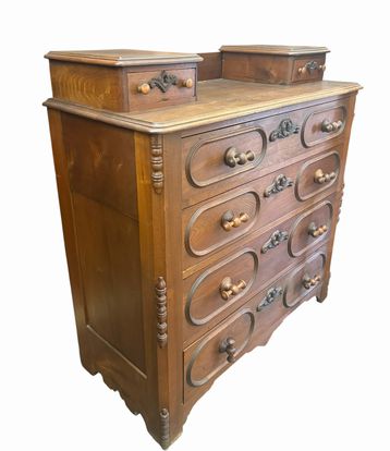 Victorian Lillian Russell Collection solid black walnut gentleman's chest w/ 4 d