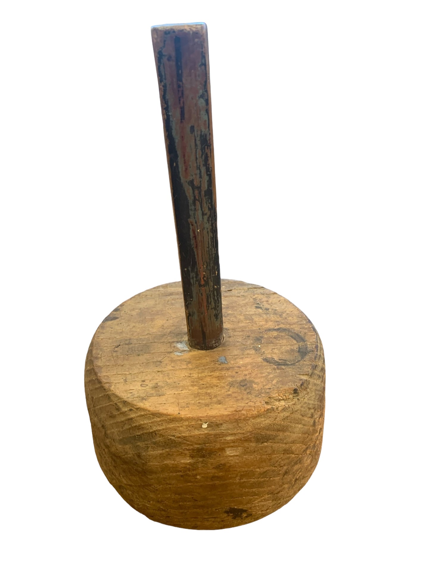 Antique burled wood timber framing mallet, 9.5" h