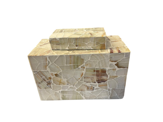 Drexel Heritage faux marble box w/ lid, 8.5" h x 11" w x 5.5" d