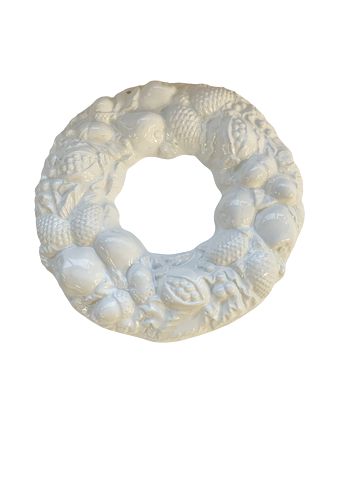 White Ceramic Wreath Italy9.5"