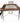 Dark pine square dining table w/ glass inset & cast-iron base, 29.75" h, 41.5" w