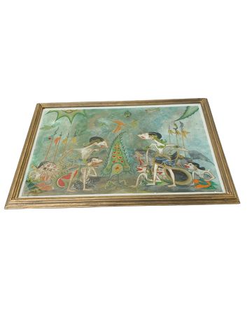 Antique Indonesian Reverse Painting18'x25"