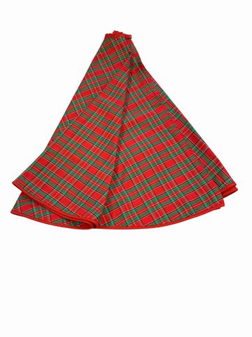 Pair Of Red & Gold/Green Fabric Holiday Tree Skirts 24"dia.& 20"dia.