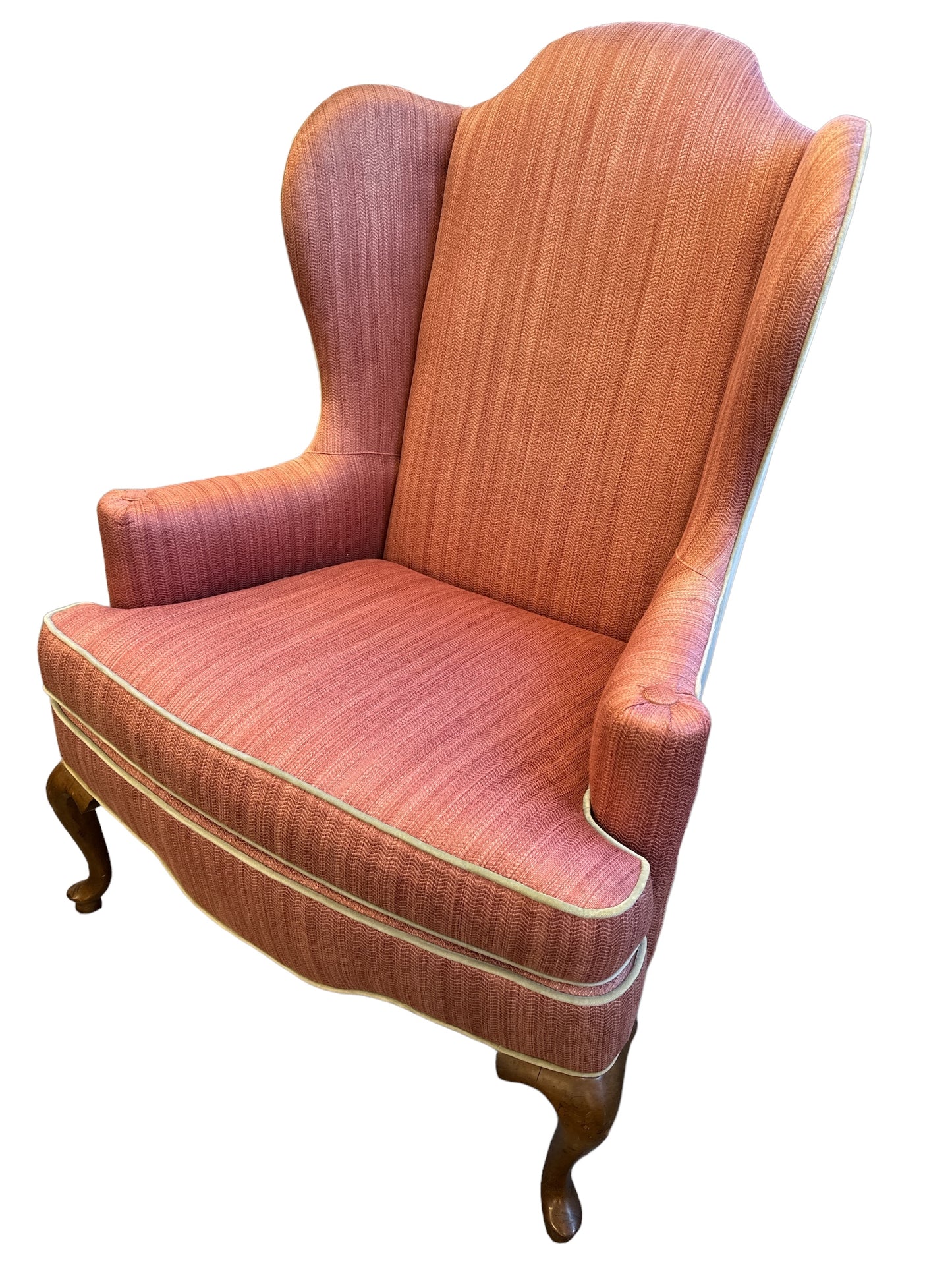 PAIR-Drexel-Heritage Wingback Chairs (Mauve, Velvet Back), 46x29x33"